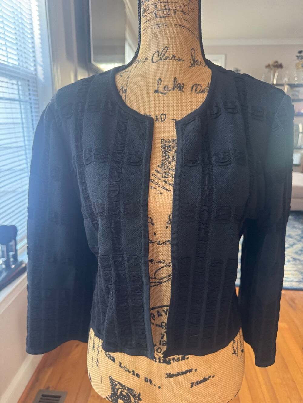 ST. JOHN – Stunning Tan Beaded Open Front Jacket - Size M